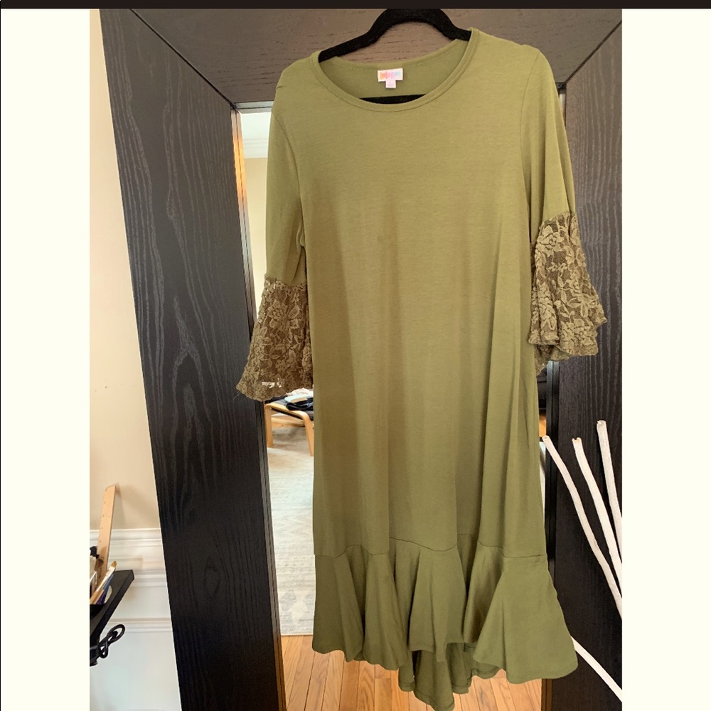 Large Olive Green Lularoe Maurine Dress